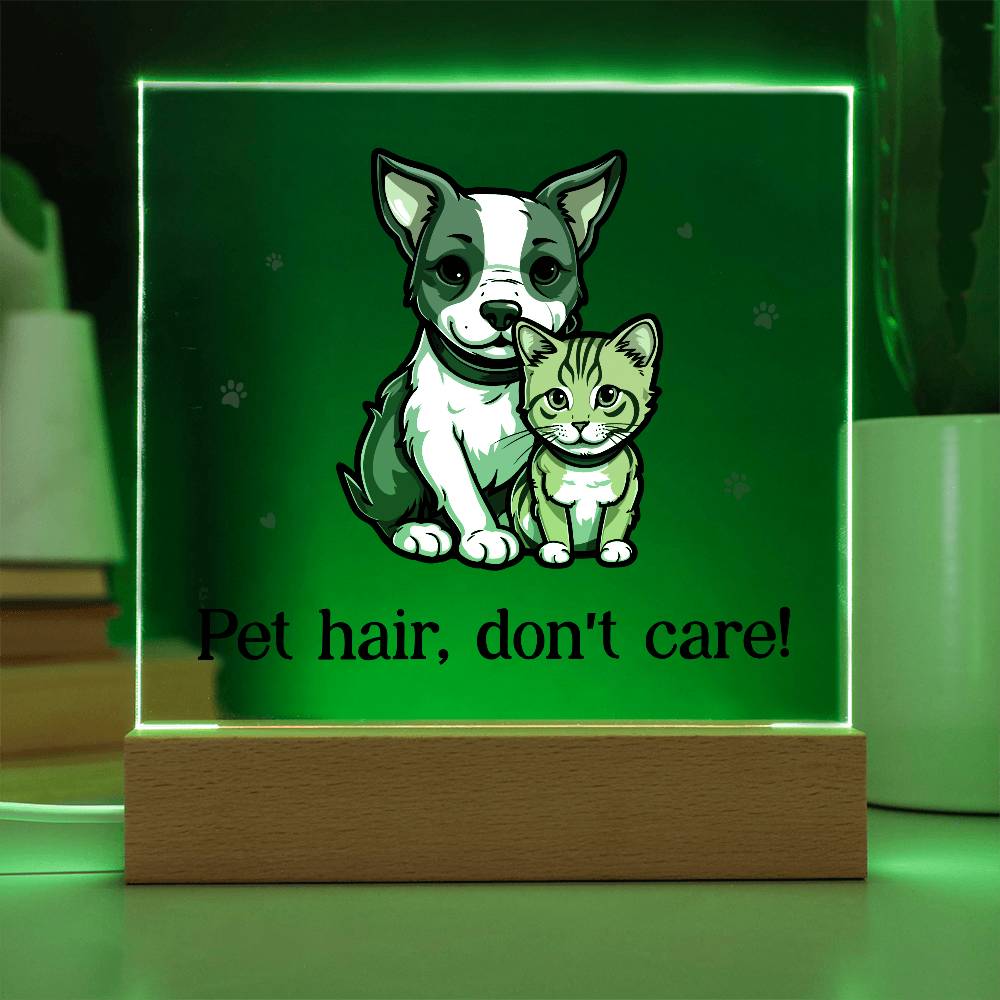 Acrylic Square Plaque - Pet Hair, Don't Care!