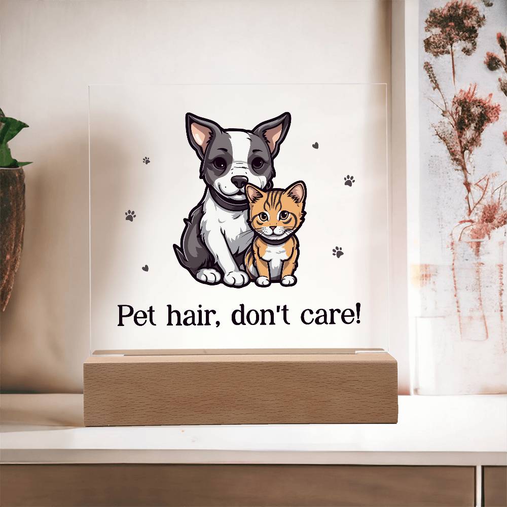 Acrylic Square Plaque - Pet Hair, Don't Care!