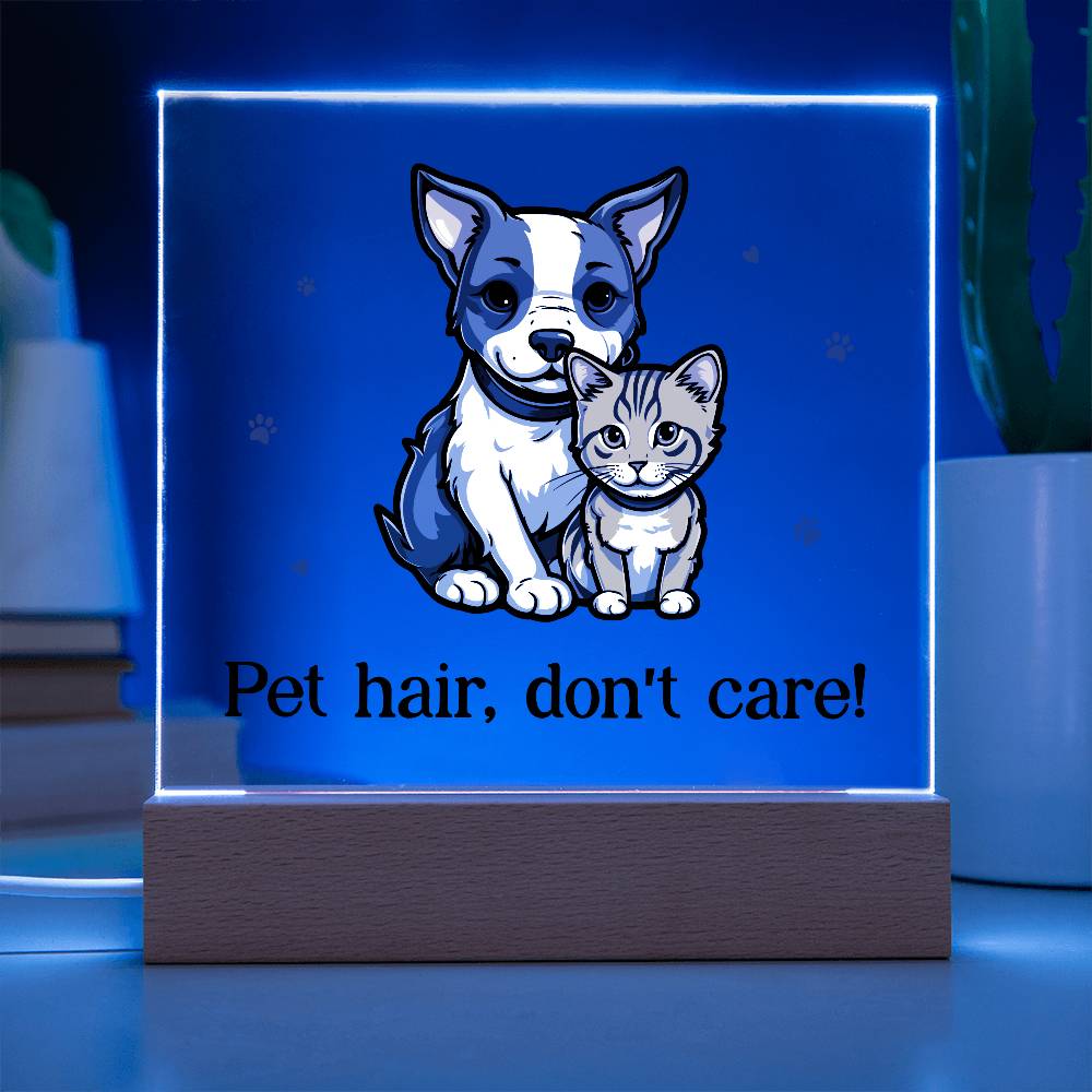 Acrylic Square Plaque - Pet Hair, Don't Care!