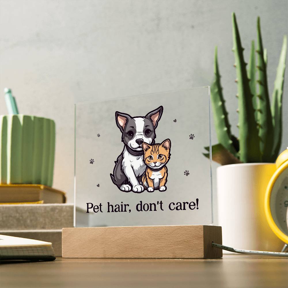 Acrylic Square Plaque - Pet Hair, Don't Care!