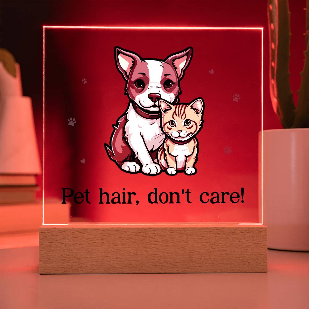 Acrylic Square Plaque - Pet Hair, Don't Care!