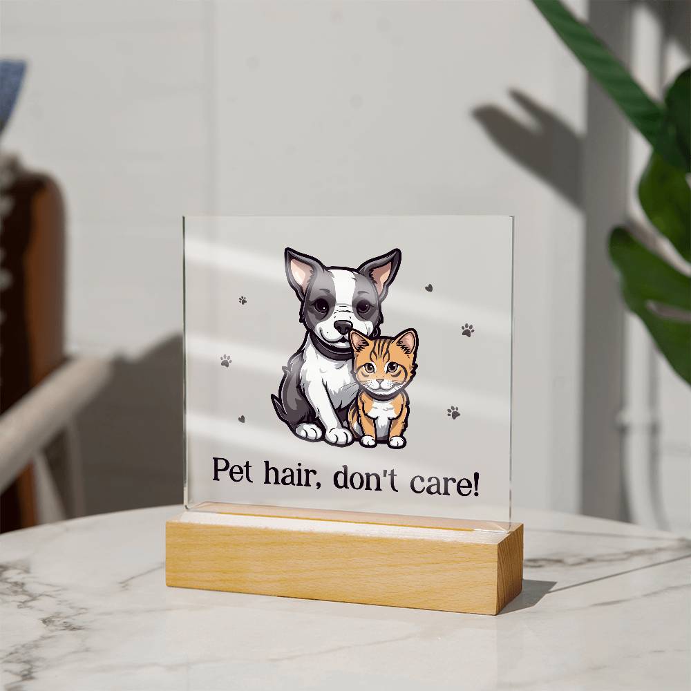 Acrylic Square Plaque - Pet Hair, Don't Care!