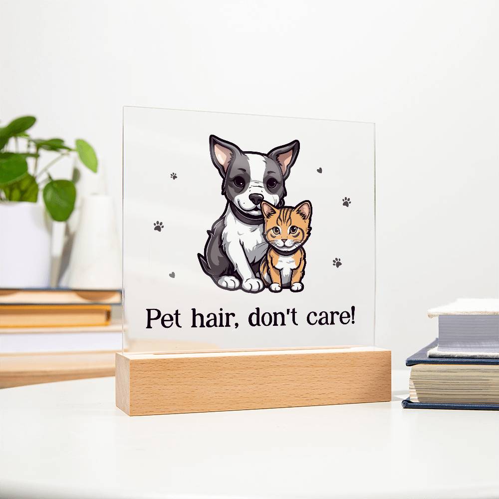 Acrylic Square Plaque - Pet Hair, Don't Care!