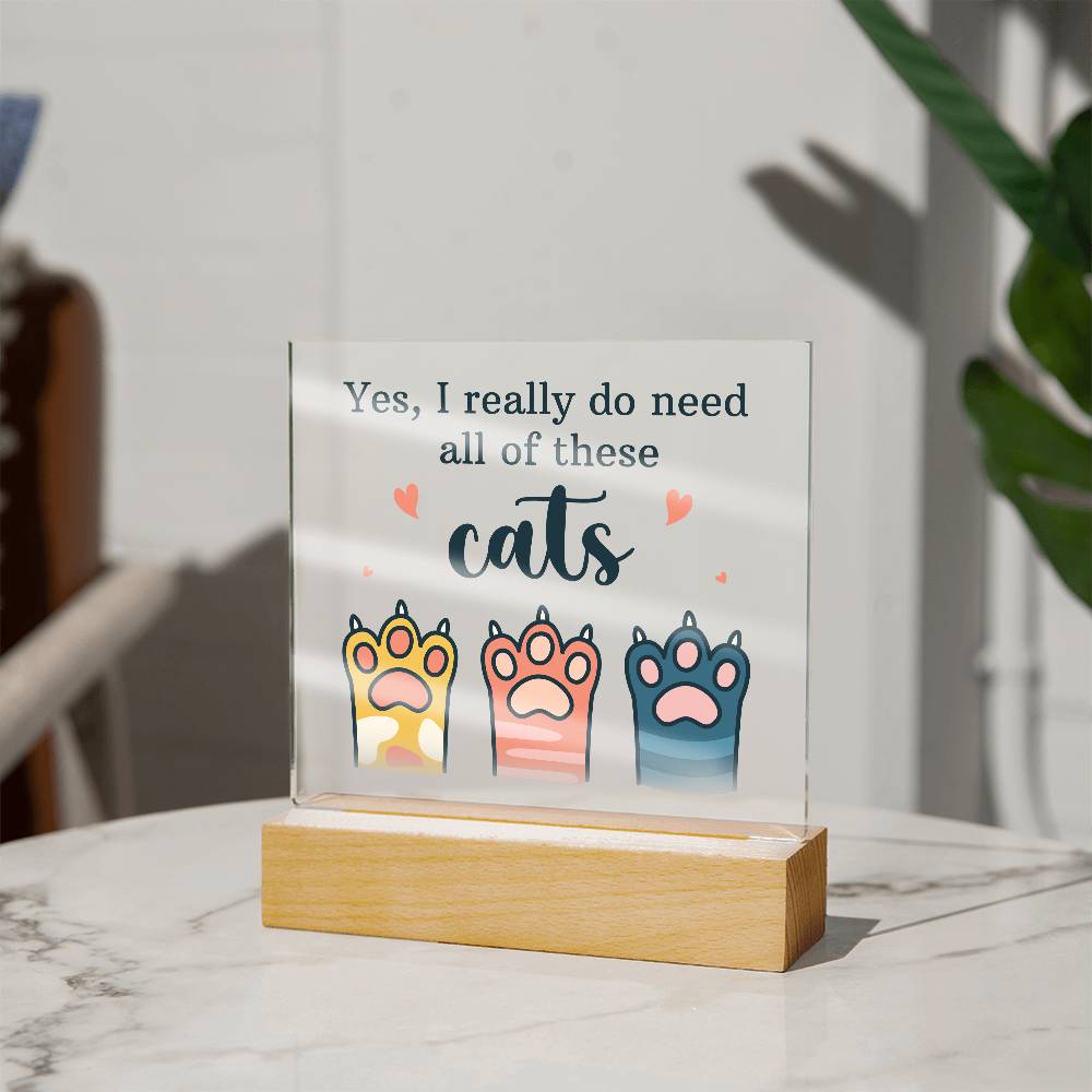 Acrylic Square Plaque - Pets Cats