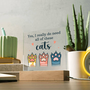 Acrylic Square Plaque - Pets Cats