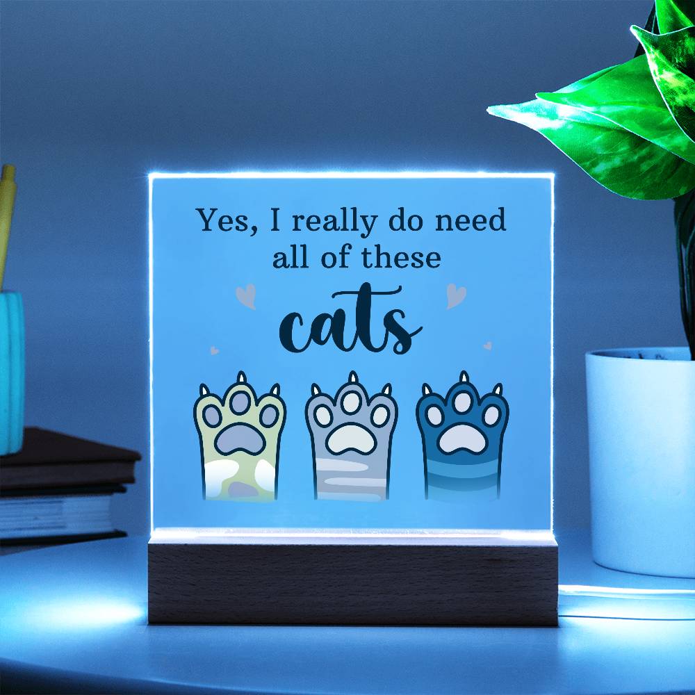 Acrylic Square Plaque - Pets Cats