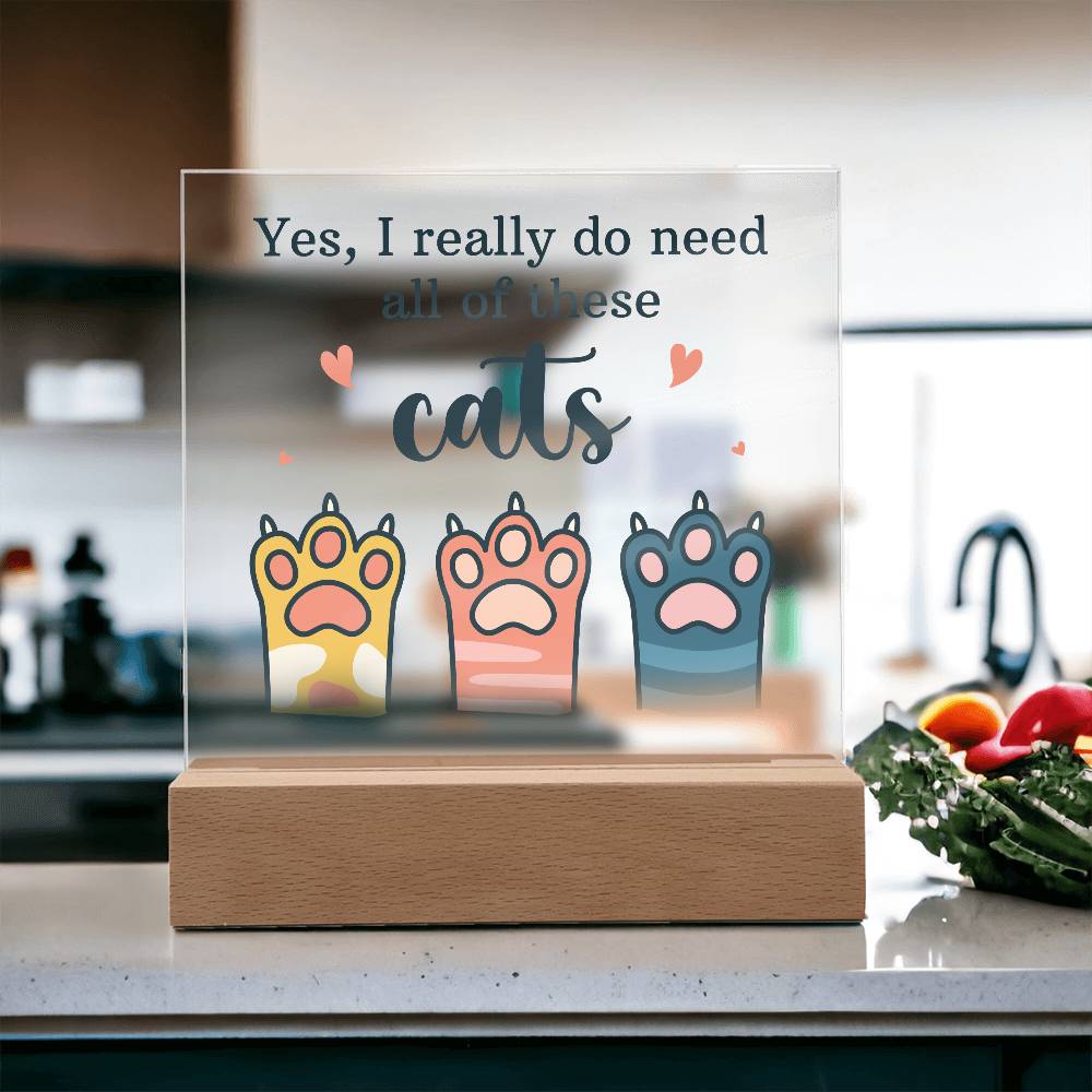 Acrylic Square Plaque - Pets Cats