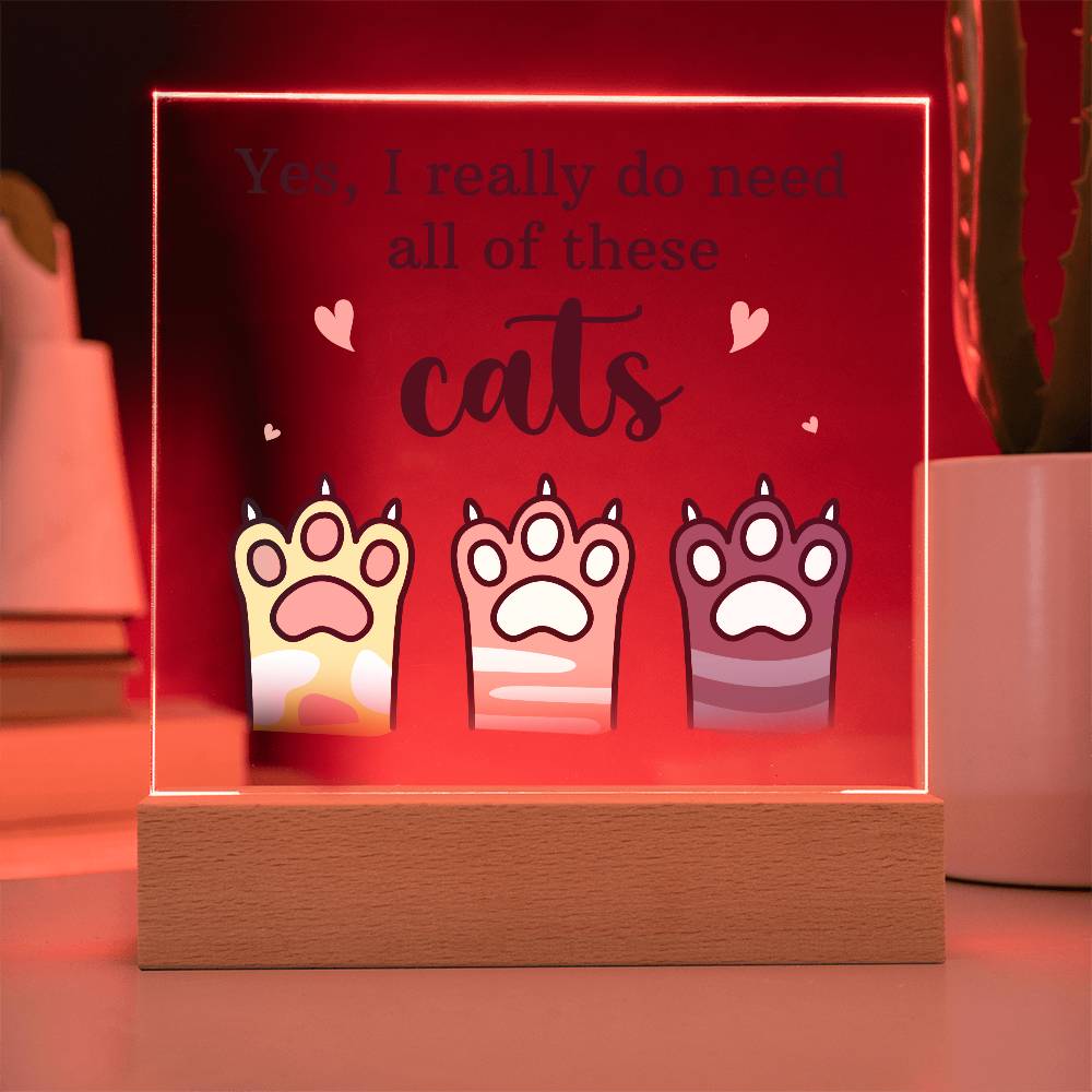 Acrylic Square Plaque - Pets Cats