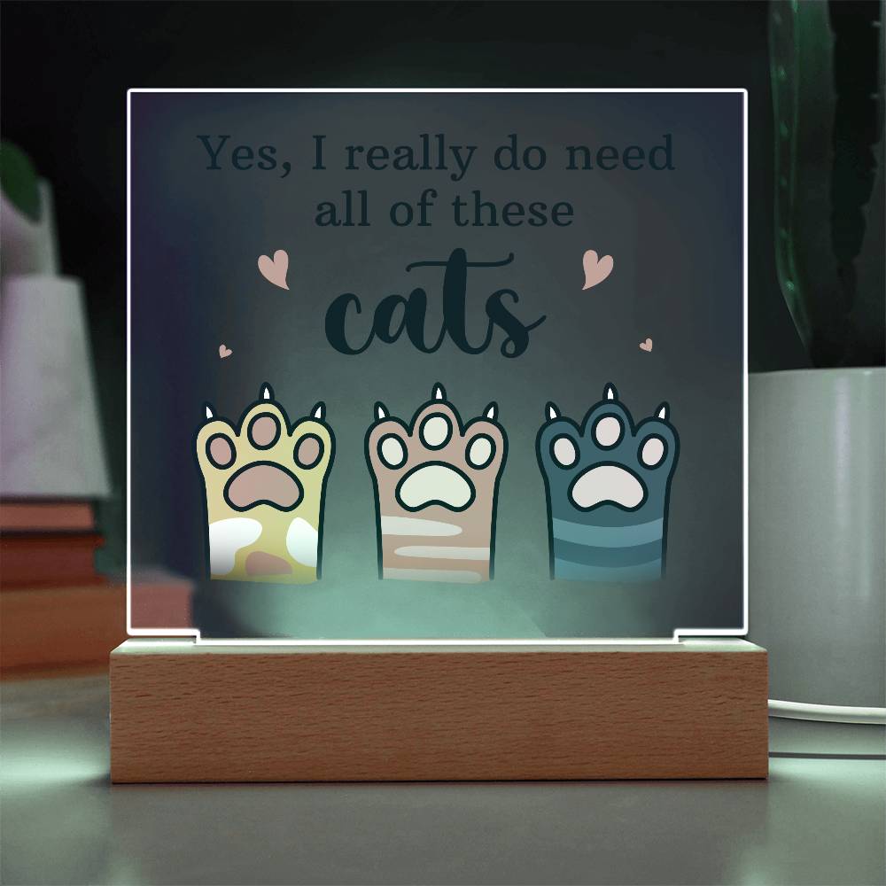 Acrylic Square Plaque - Pets Cats