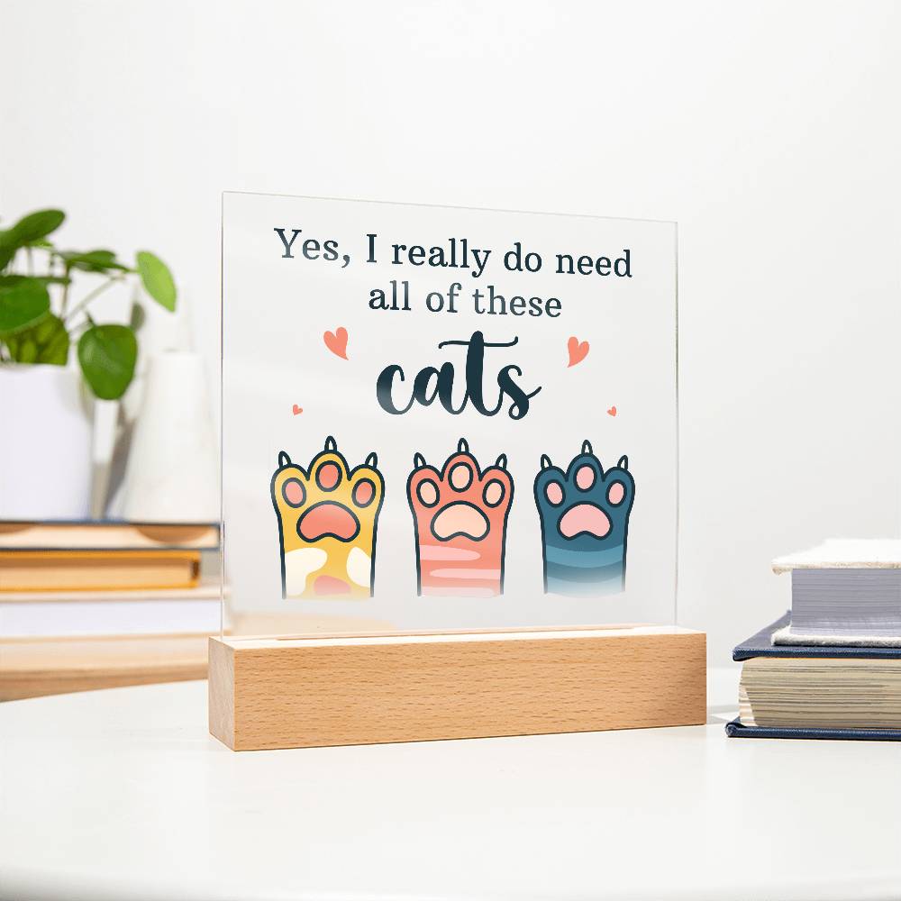 Acrylic Square Plaque - Pets Cats