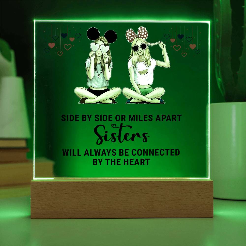 Acrylic Square Plaque - Sisters-Side-By-Side