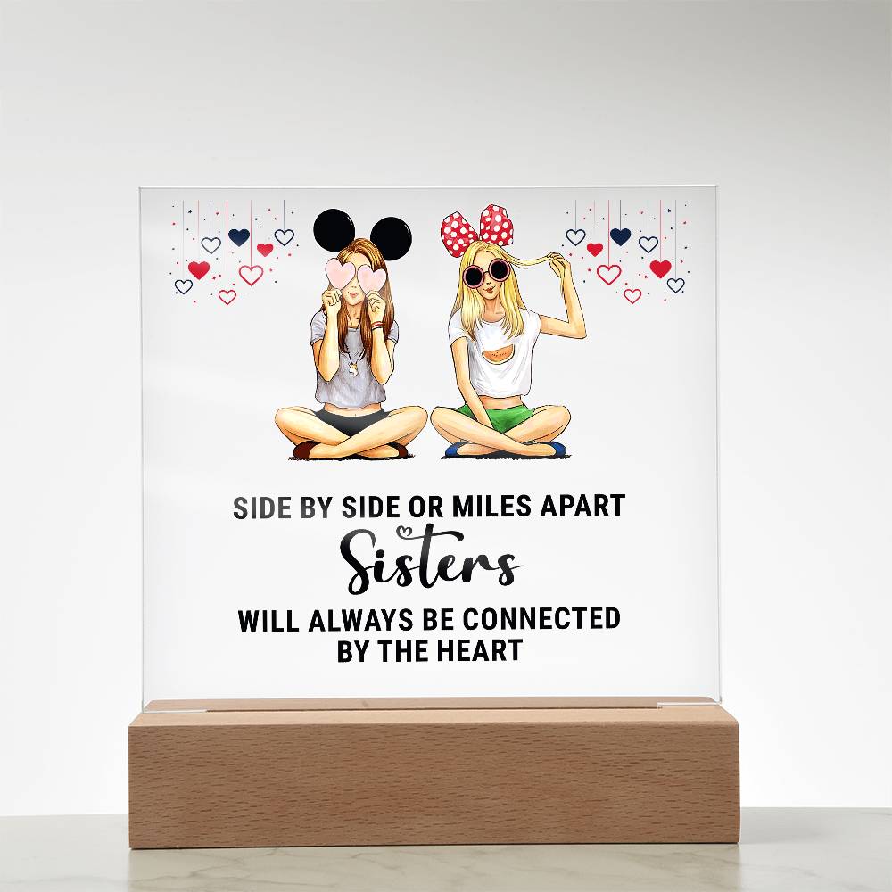 Acrylic Square Plaque - Sisters-Side-By-Side