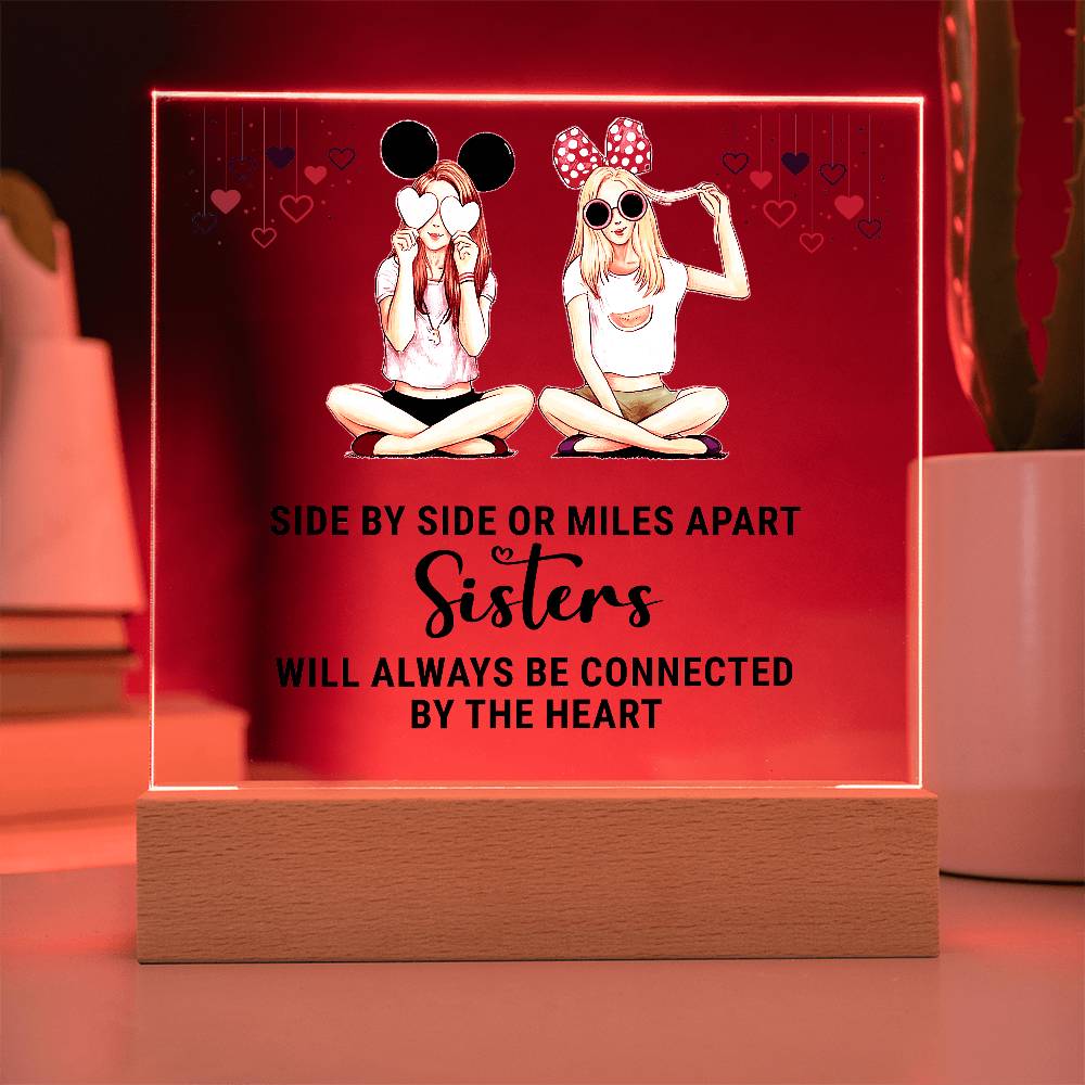 Acrylic Square Plaque - Sisters-Side-By-Side