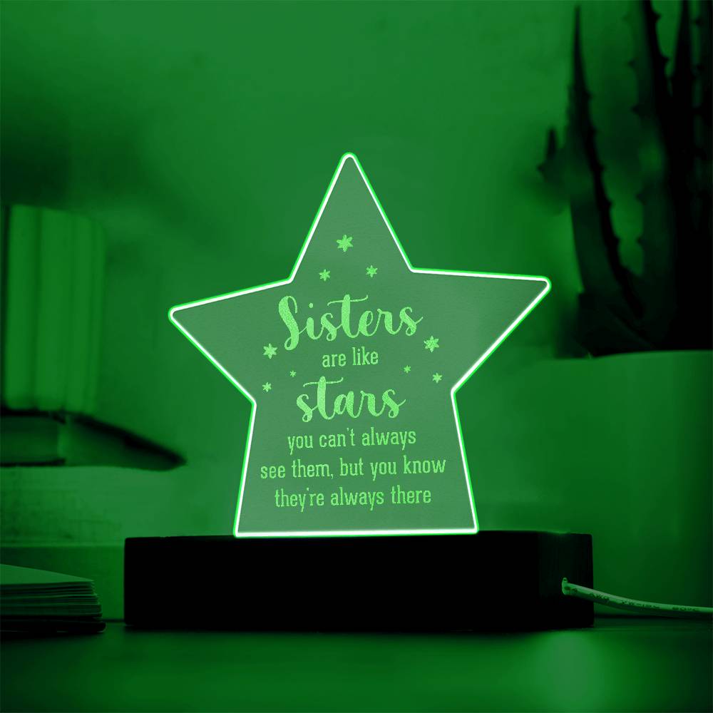 Acrylic Star Plaque - Sisters are like stars