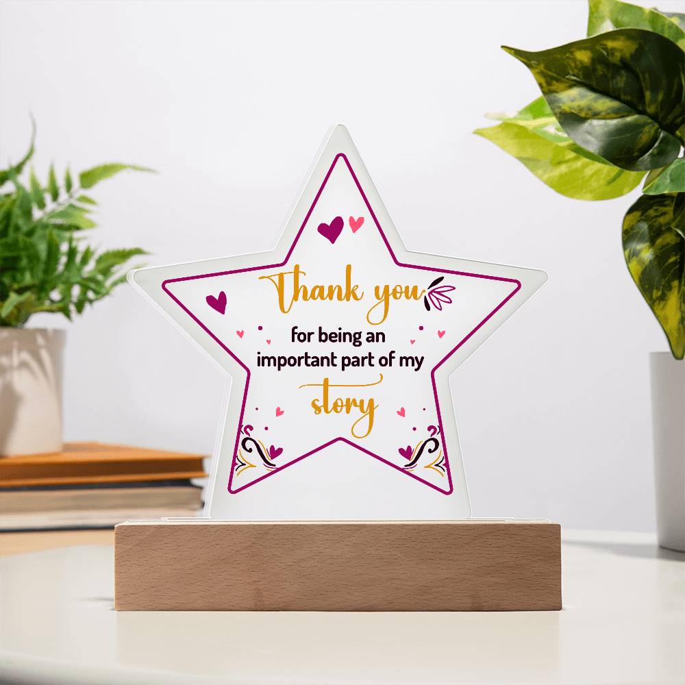 Acrylic Star Plaque - Thank you