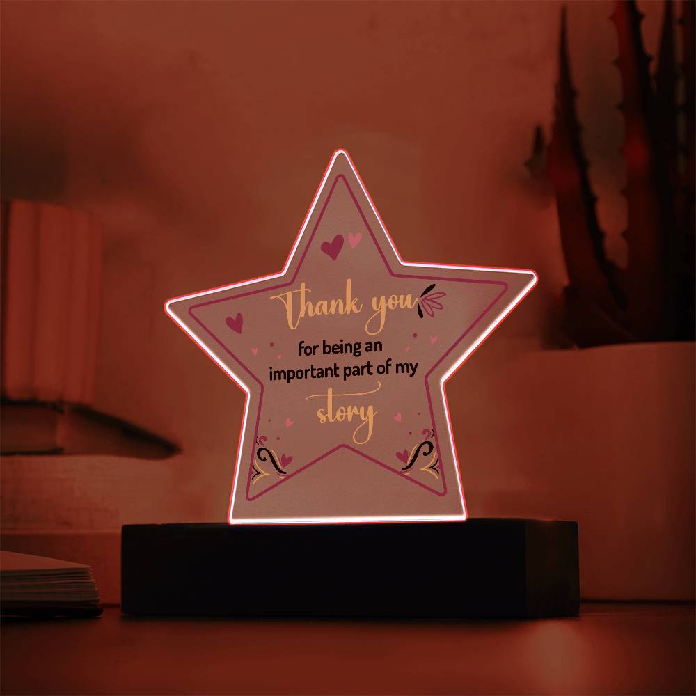 Acrylic Star Plaque - Thank you