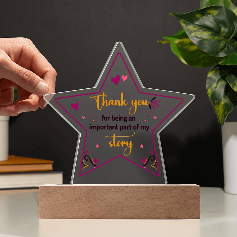 Acrylic Star Plaque - Thank you