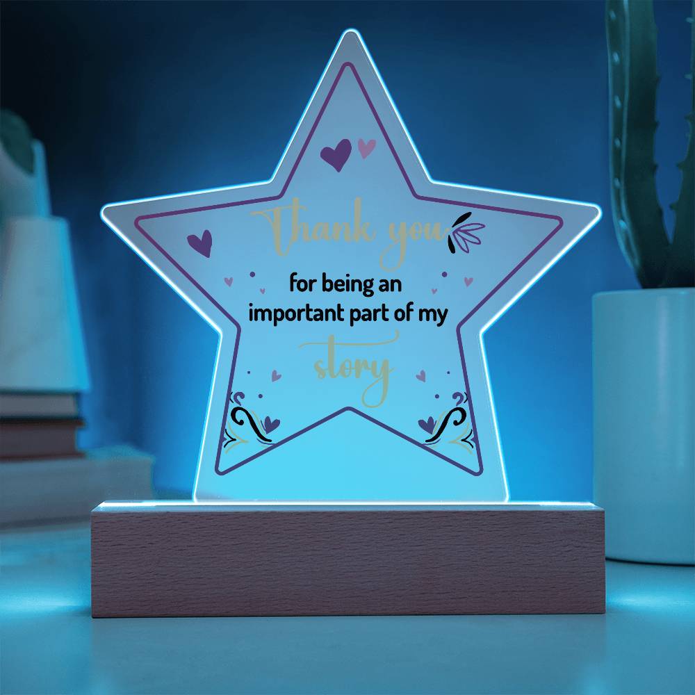 Acrylic Star Plaque - Thank you