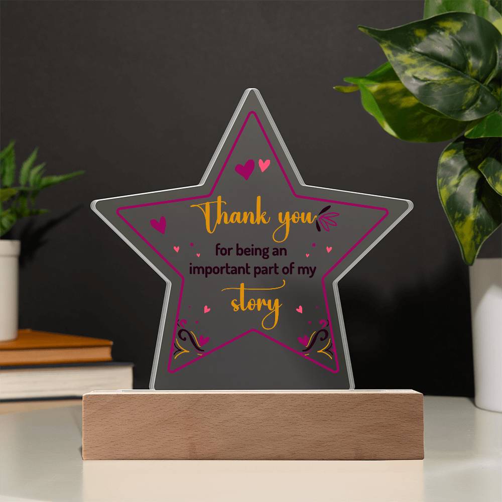 Acrylic Star Plaque - Thank you