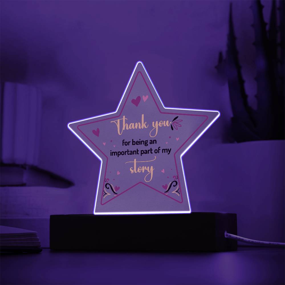 Acrylic Star Plaque - Thank you