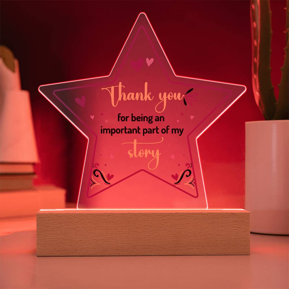 Acrylic Star Plaque - Thank you