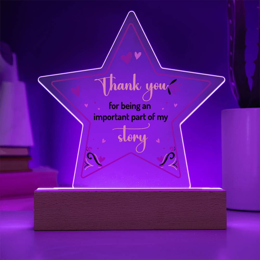 Acrylic Star Plaque - Thank you