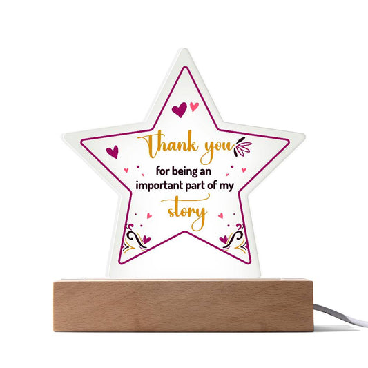 Acrylic Star Plaque - Thank you