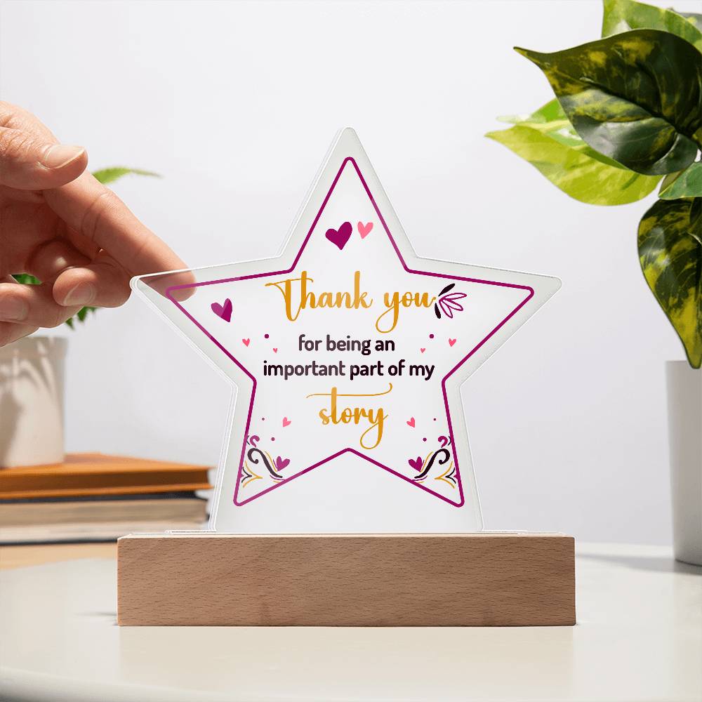 Acrylic Star Plaque - Thank you