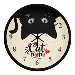 CAT MOM Wood Frame 10” Clock