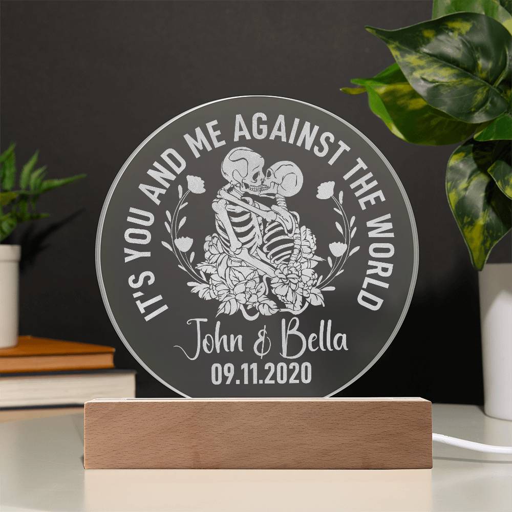 Customizable Engraved Acrylic Circle Plaque - It's you and me