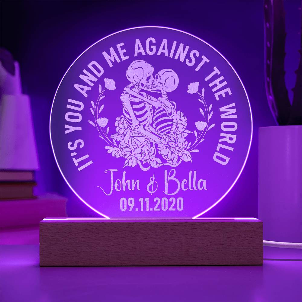 Customizable Engraved Acrylic Circle Plaque - It's you and me