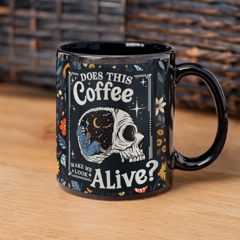 Does this coffee-11oz Black Mug Design