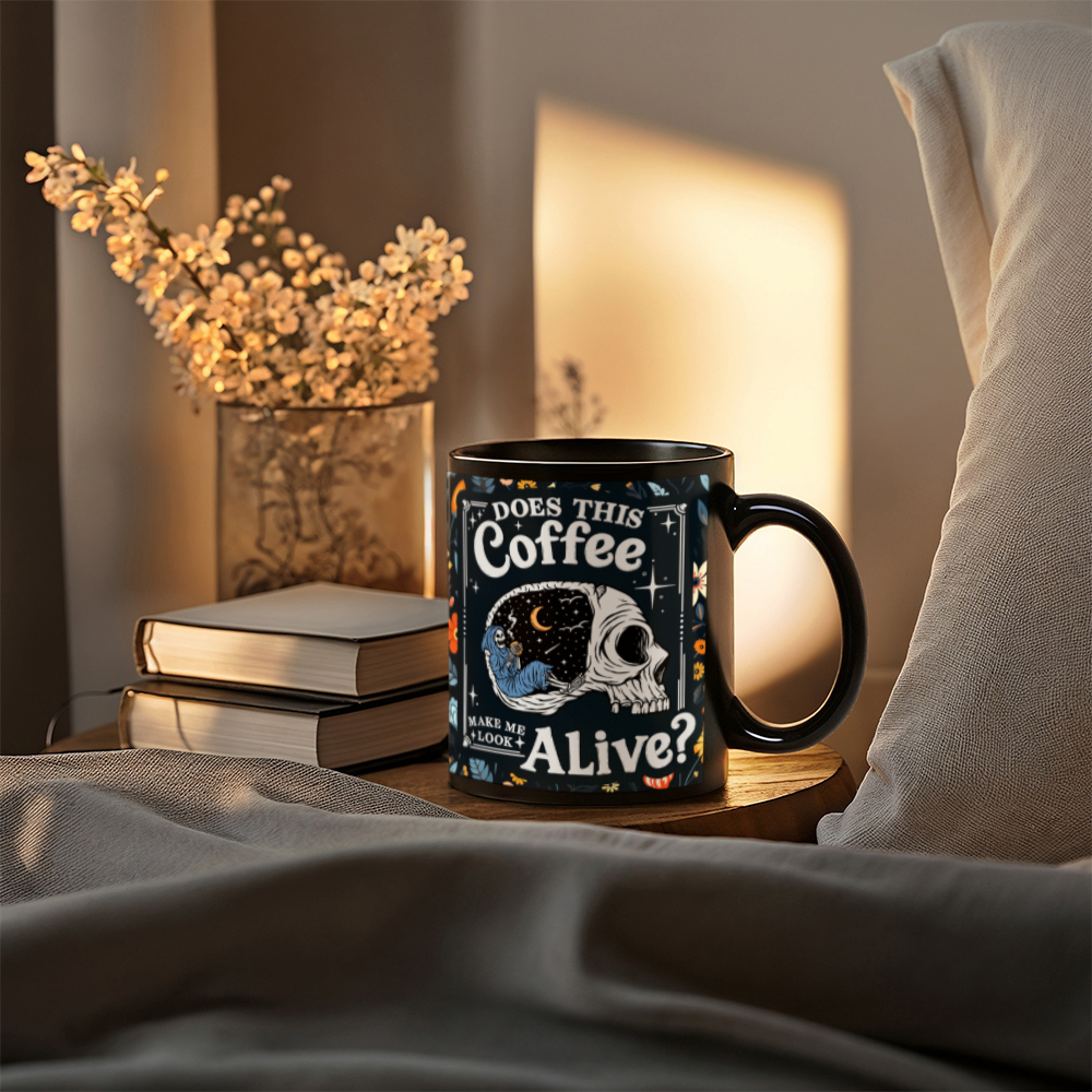 Does this coffee-11oz Black Mug Design