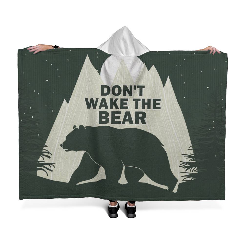 Don't wake the bear - Hooded Sherpa Fleece Blankets