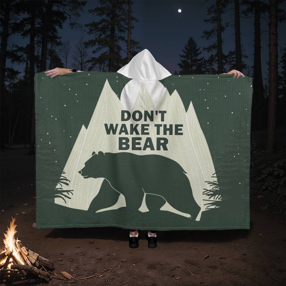 Don't wake the bear - Hooded Sherpa Fleece Blankets