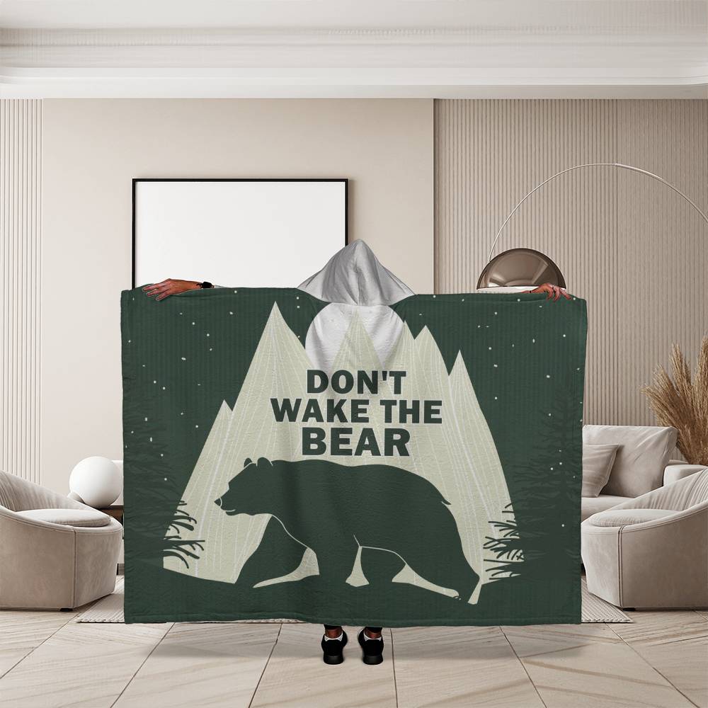 Don't wake the bear - Hooded Sherpa Fleece Blankets