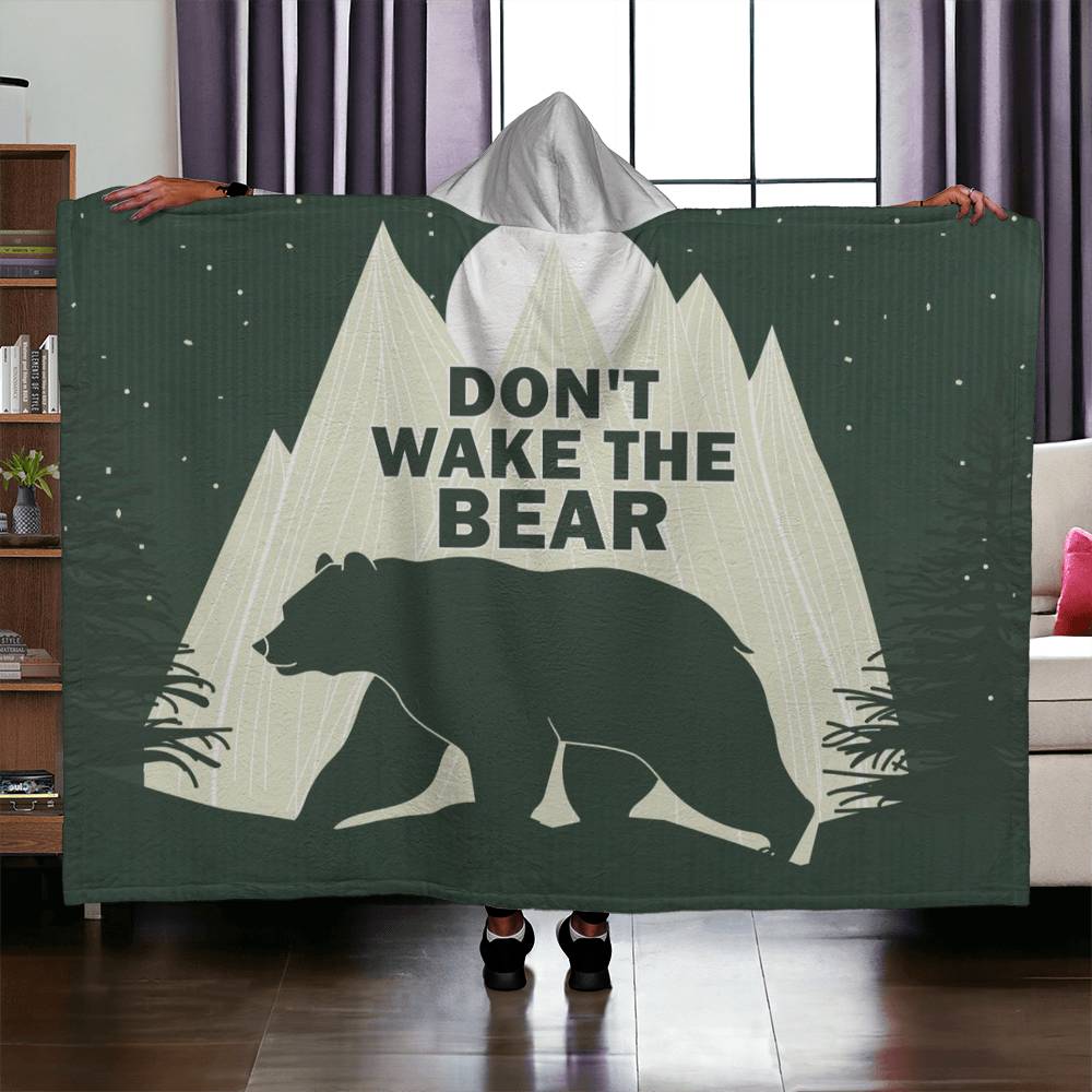 Don't wake the bear - Hooded Sherpa Fleece Blankets