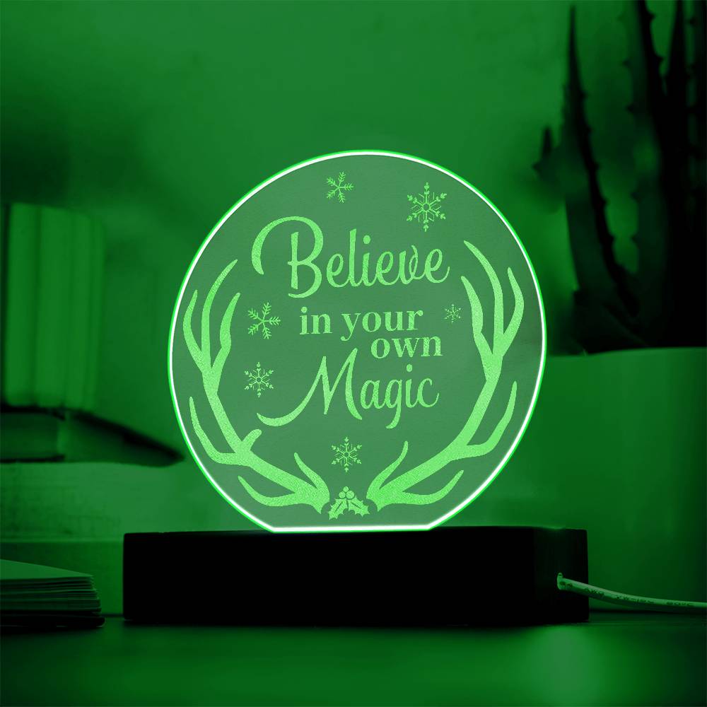 Engraved Acrylic Circle Plaque - Believe in Your Magic