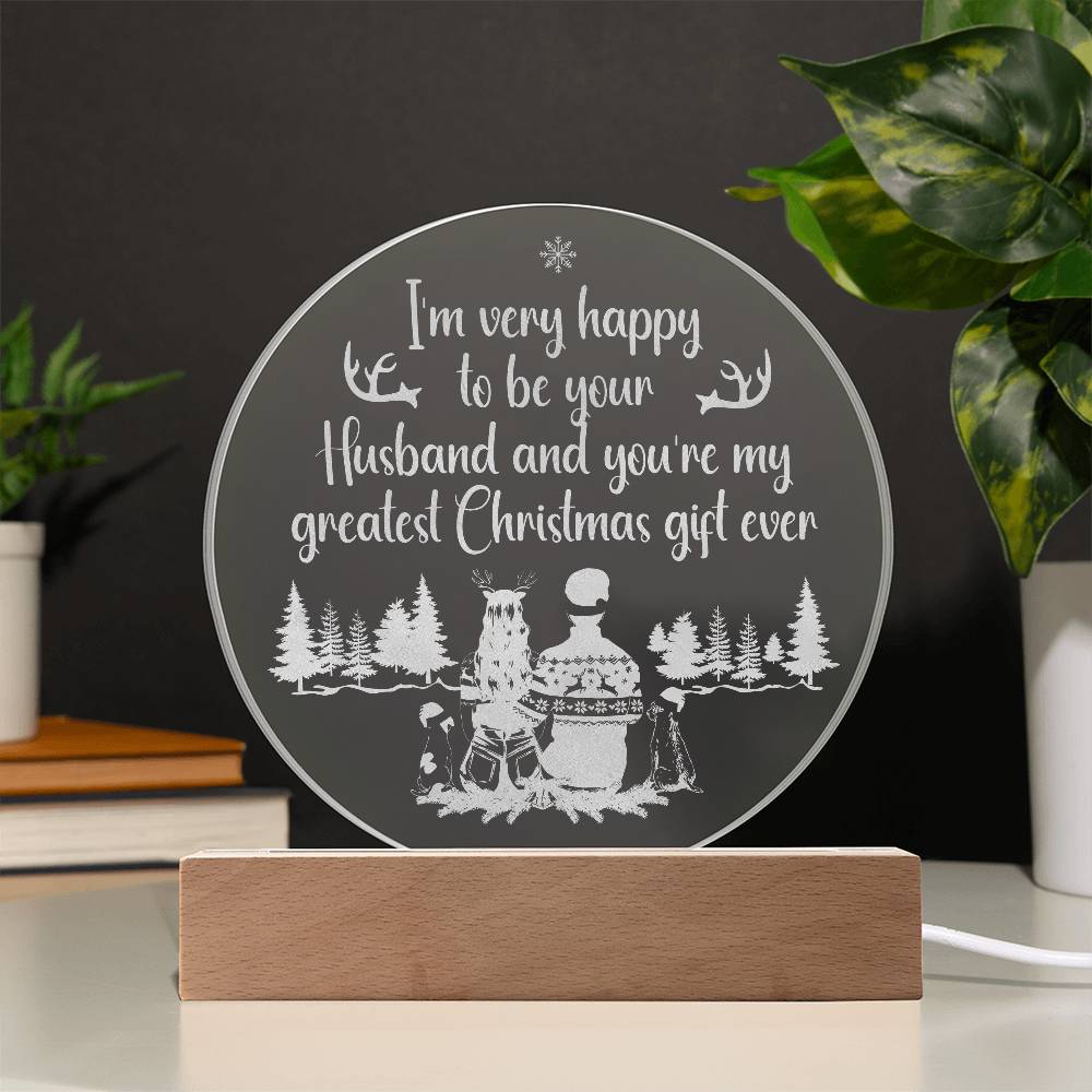 Engraved Acrylic Circle Plaque - I'm very happy