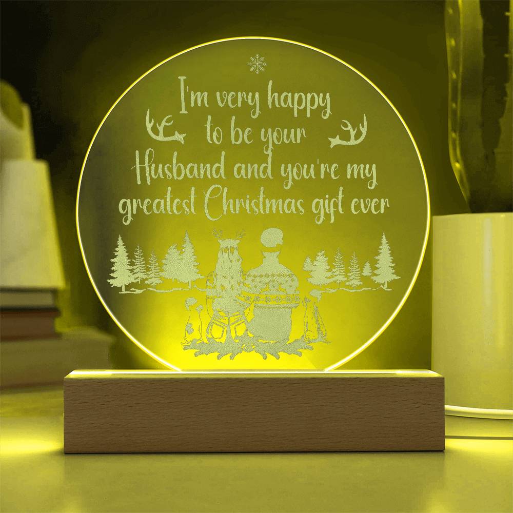 Engraved Acrylic Circle Plaque - I'm very happy