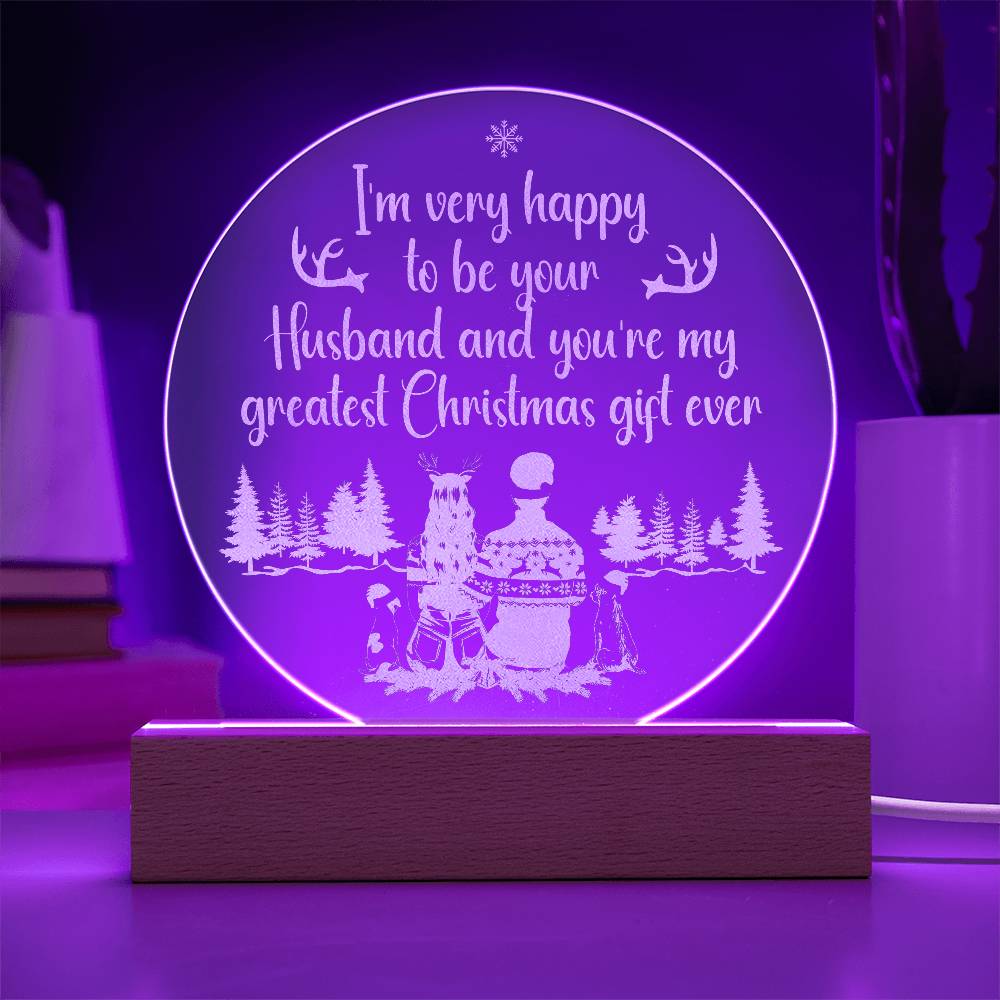 Engraved Acrylic Circle Plaque - I'm very happy