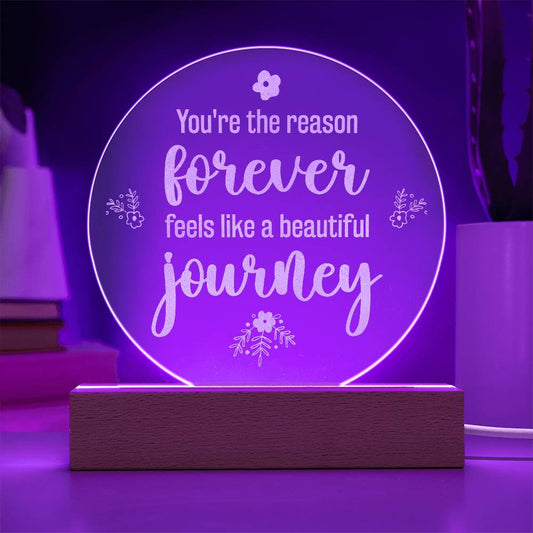 Engraved Acrylic Circle Plaque - You're the reason forever