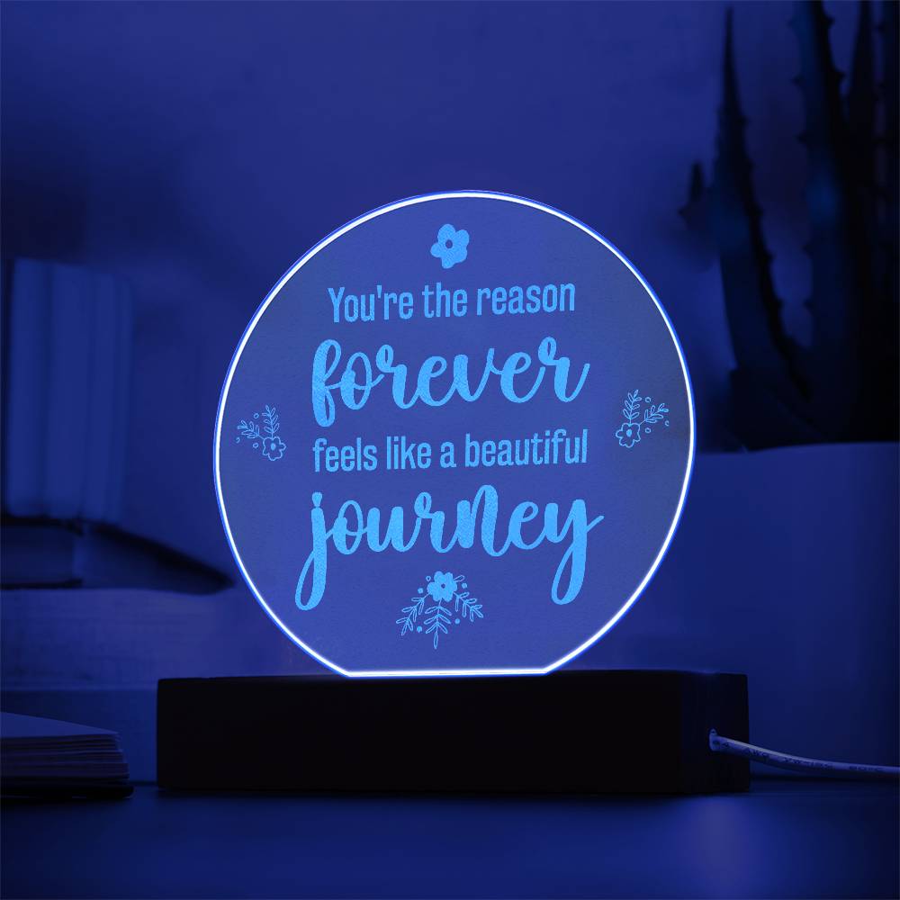 Engraved Acrylic Circle Plaque - You're the reason forever