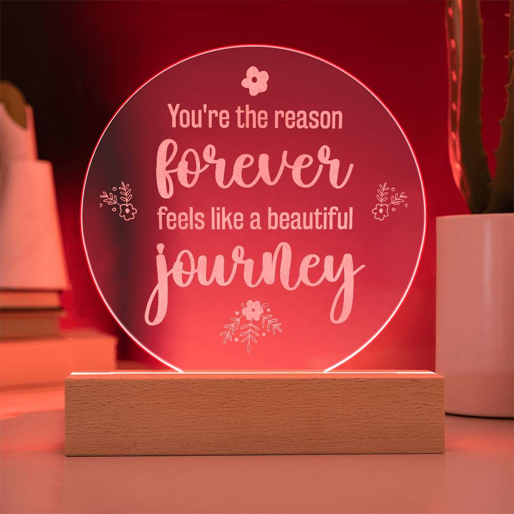 Engraved Acrylic Circle Plaque - You're the reason forever