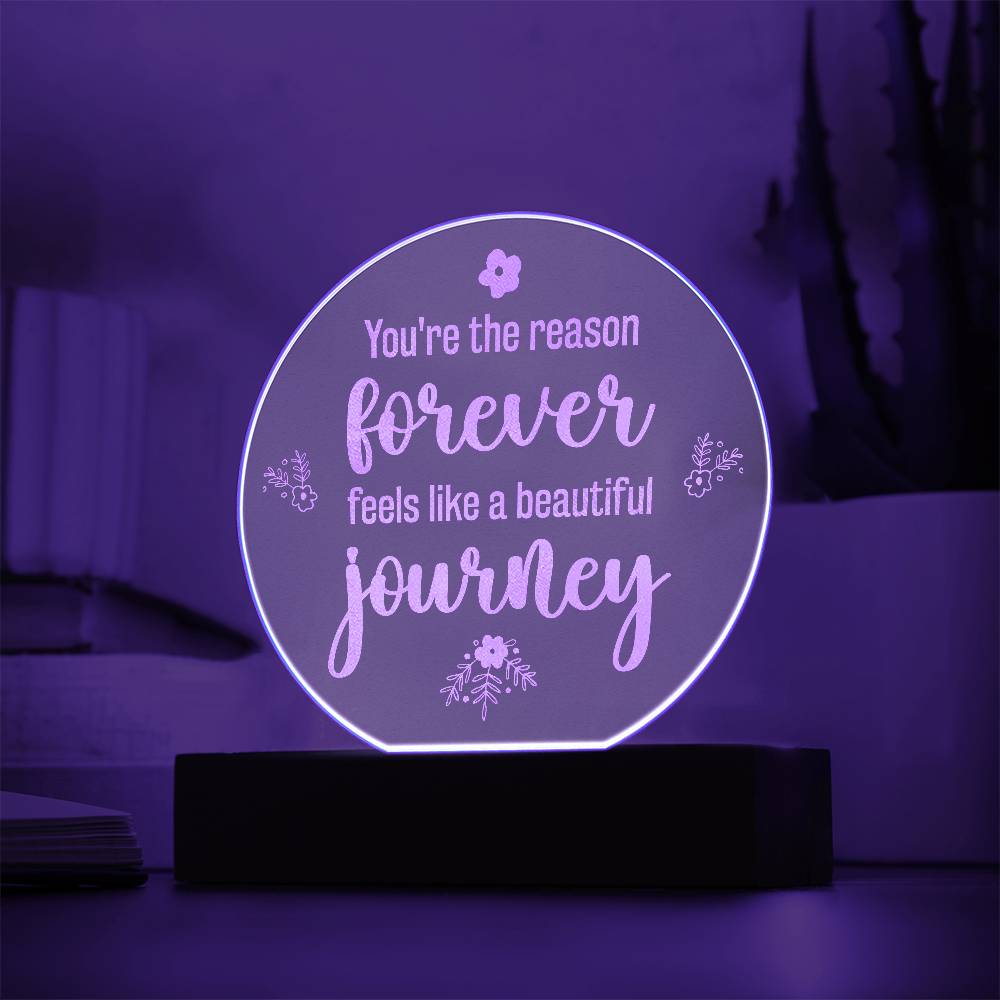 Engraved Acrylic Circle Plaque - You're the reason forever