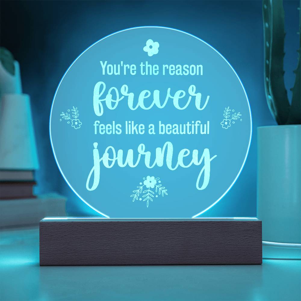 Engraved Acrylic Circle Plaque - You're the reason forever