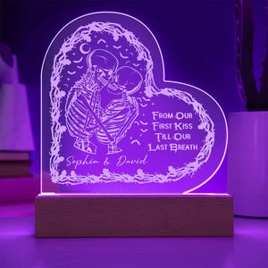 Engraved Acrylic Heart Plaque - From Our First Kiss