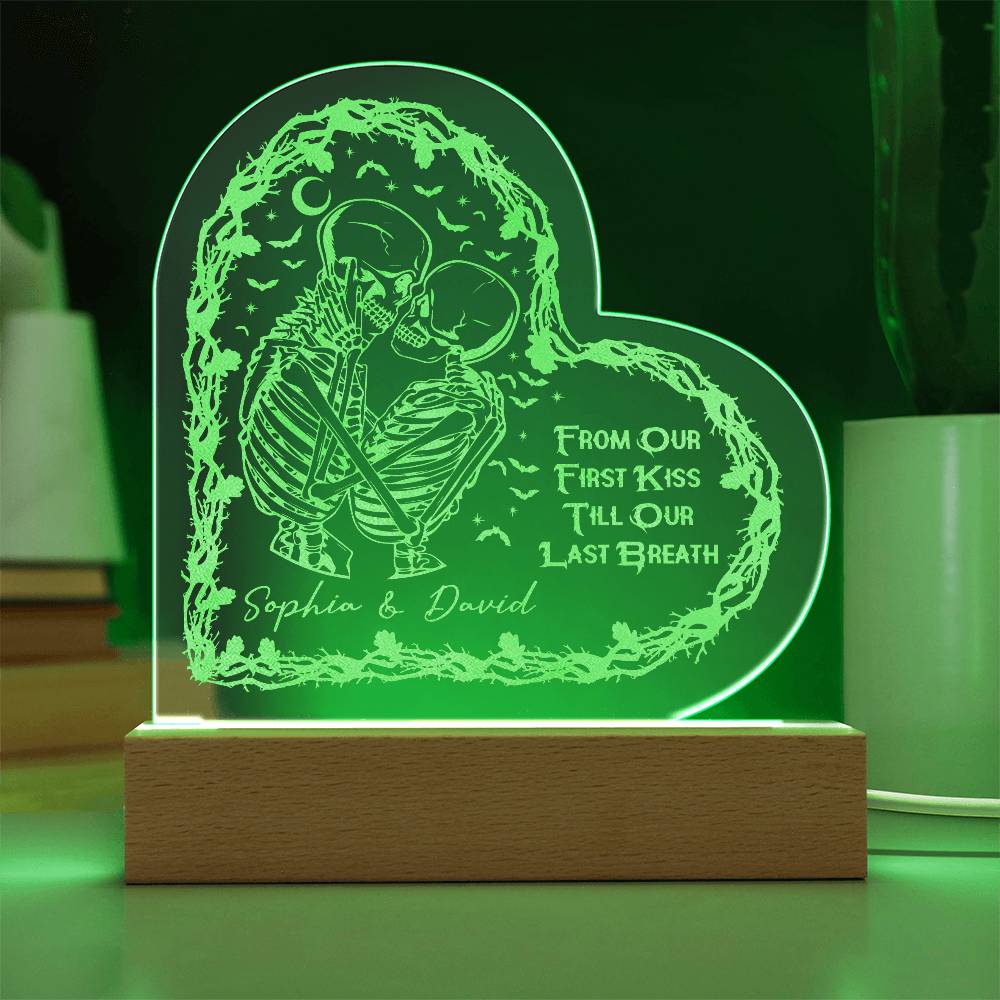 Engraved Acrylic Heart Plaque - From Our First Kiss