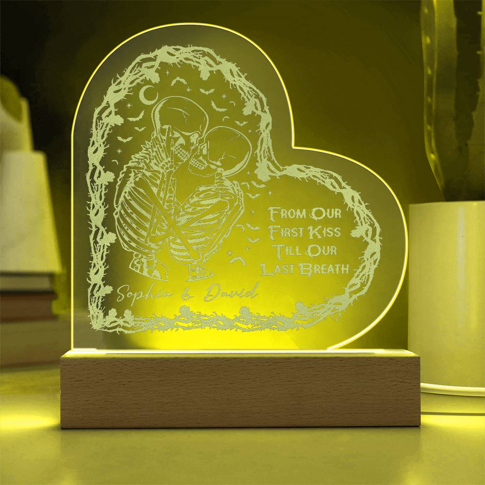 Engraved Acrylic Heart Plaque - From Our First Kiss