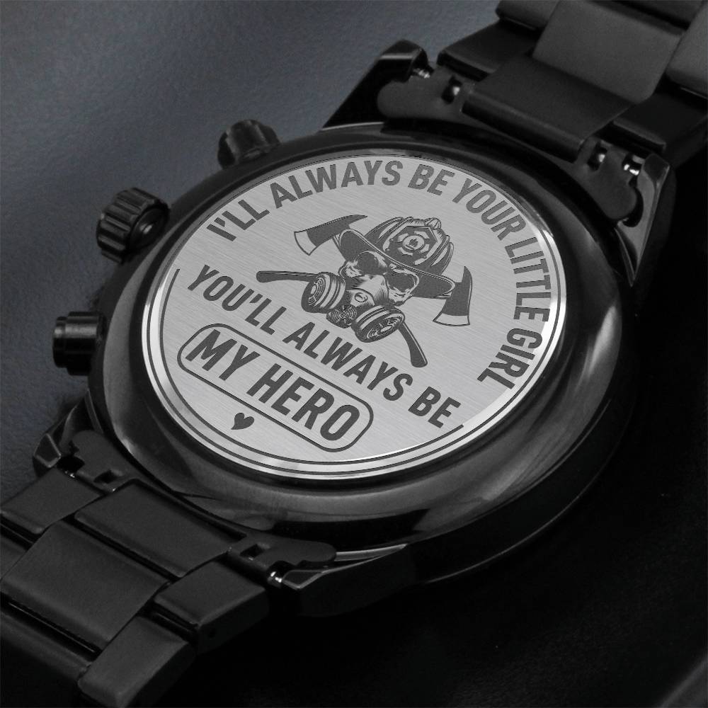 Engraved Black Chronograph Watch - I'll always be your little girl